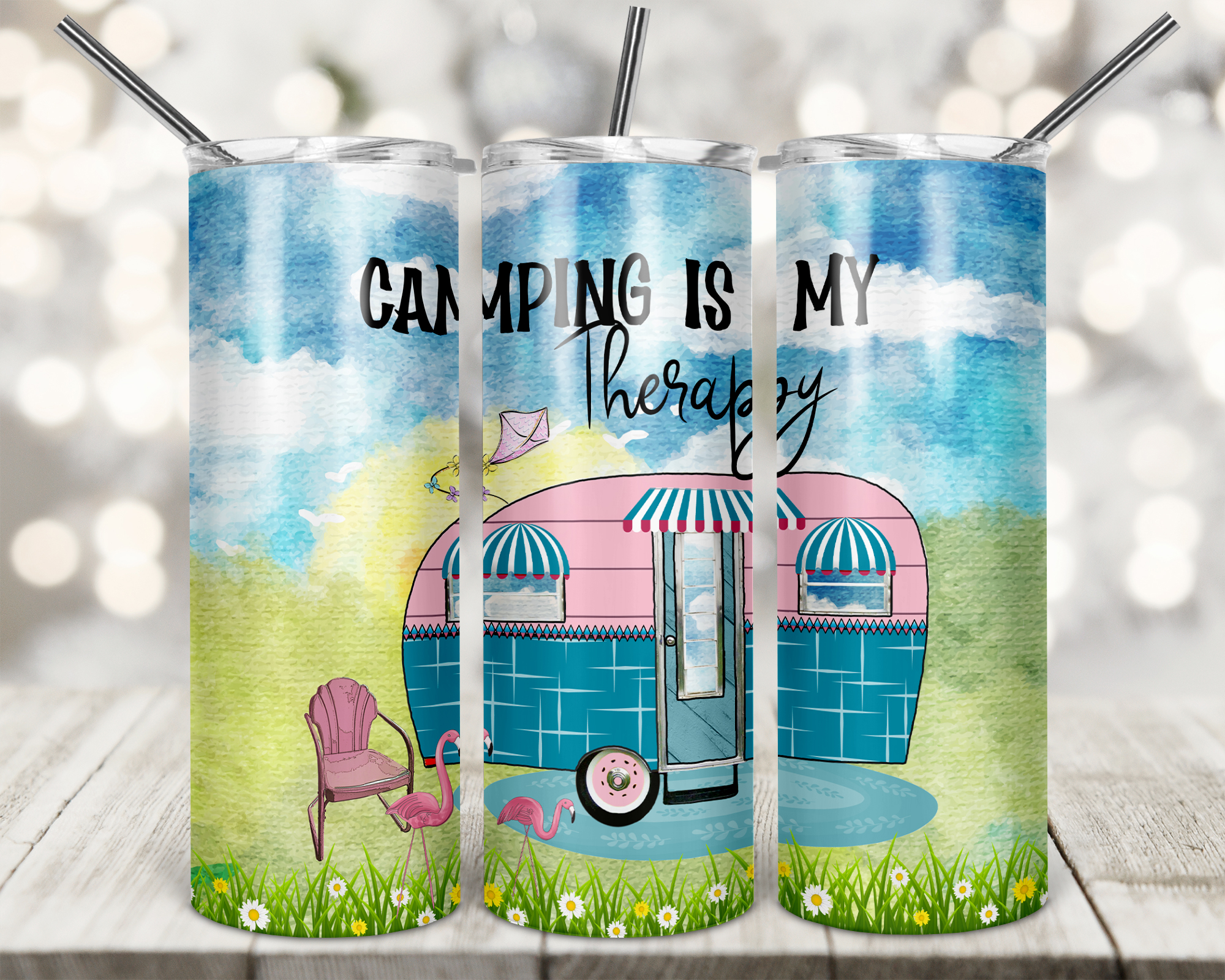 Camping is My Therapy Tumbler Wrap – Bubbles & Barnwood