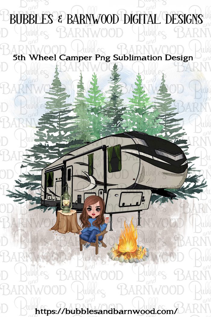 5th Wheel Camper Girl Sublimation Design