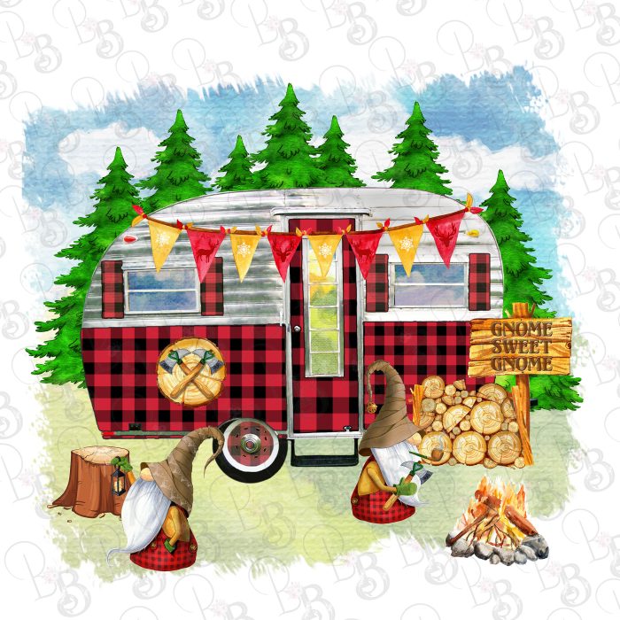Camping with the Gnomes Sublimation Design