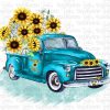 Teal Truck Sunflowers