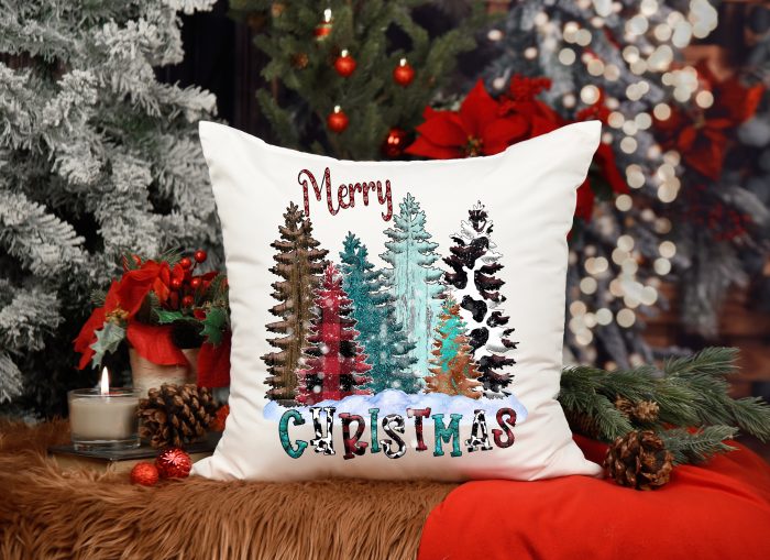 western christmas trees pillow